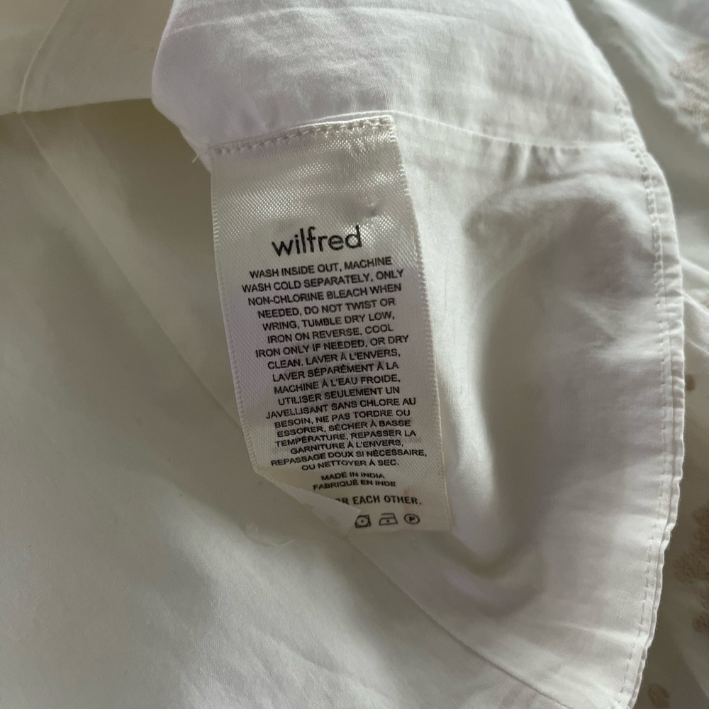 Aritzia Wilfred Palo Santo White Boho Embroidery Casual Blouse Sz XS, S - Picture 12 of 12
